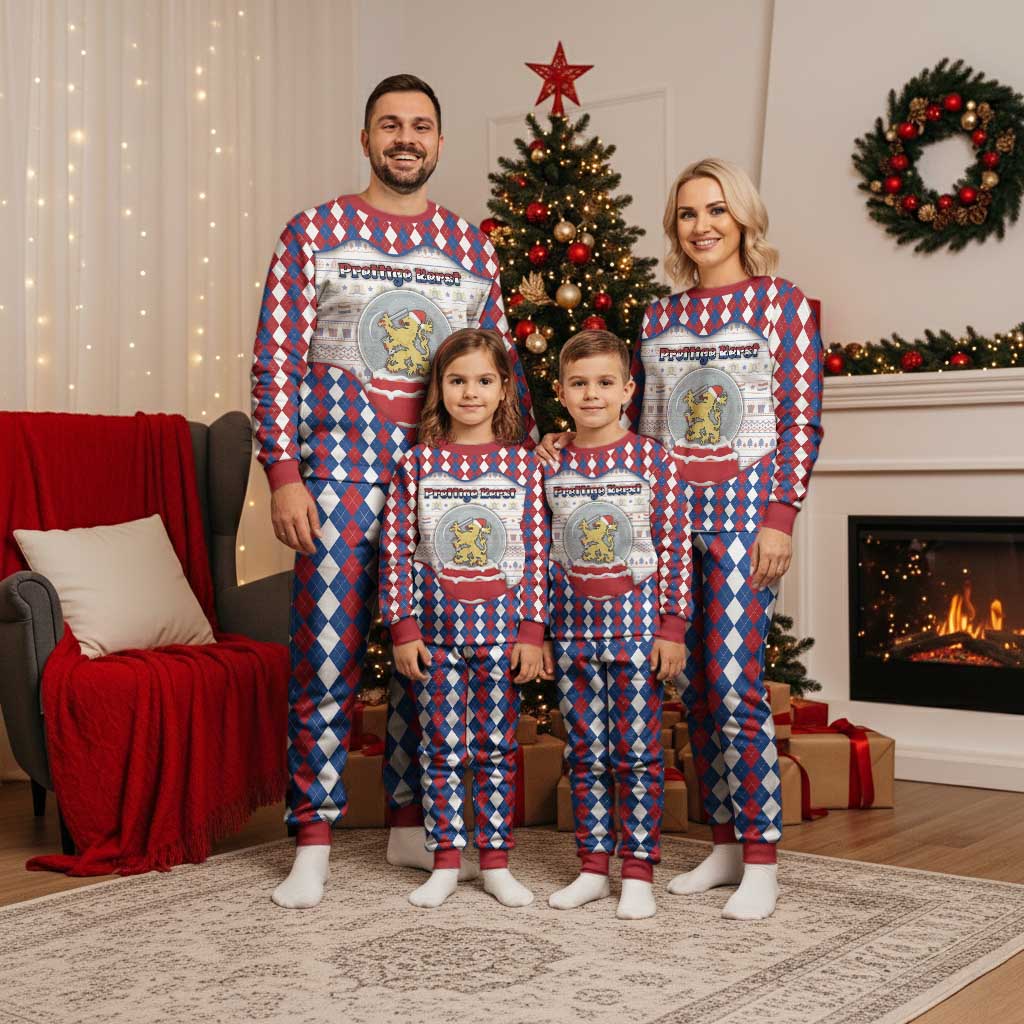 Netherlands Christmas Pajama Set Lion Symbol In Snow Globe - Wonder Print Shop