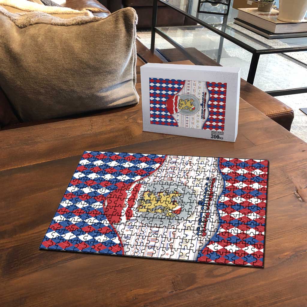 Netherlands Christmas Puzzle Lion Symbol In Snow Globe - Wonder Print Shop