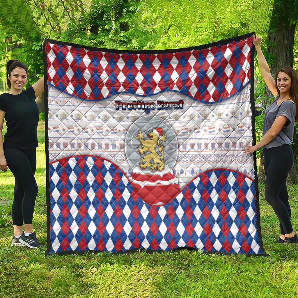 Netherlands Christmas Quilt Lion Symbol In Snow Globe - Wonder Print Shop