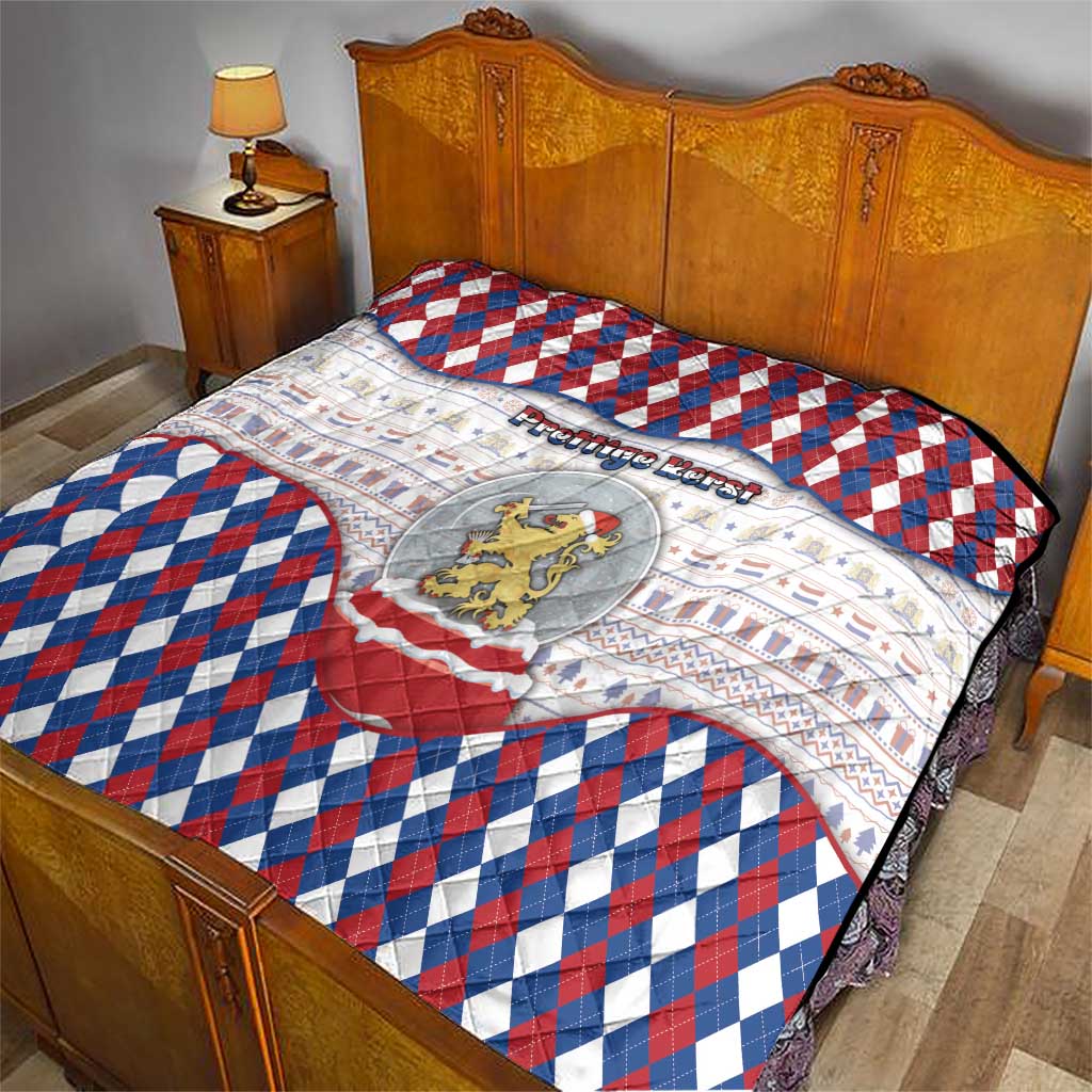 Netherlands Christmas Quilt Lion Symbol In Snow Globe - Wonder Print Shop