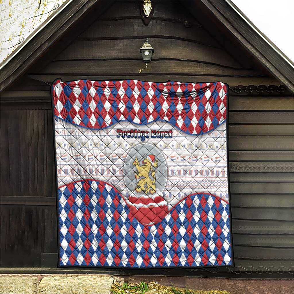 Netherlands Christmas Quilt Lion Symbol In Snow Globe - Wonder Print Shop