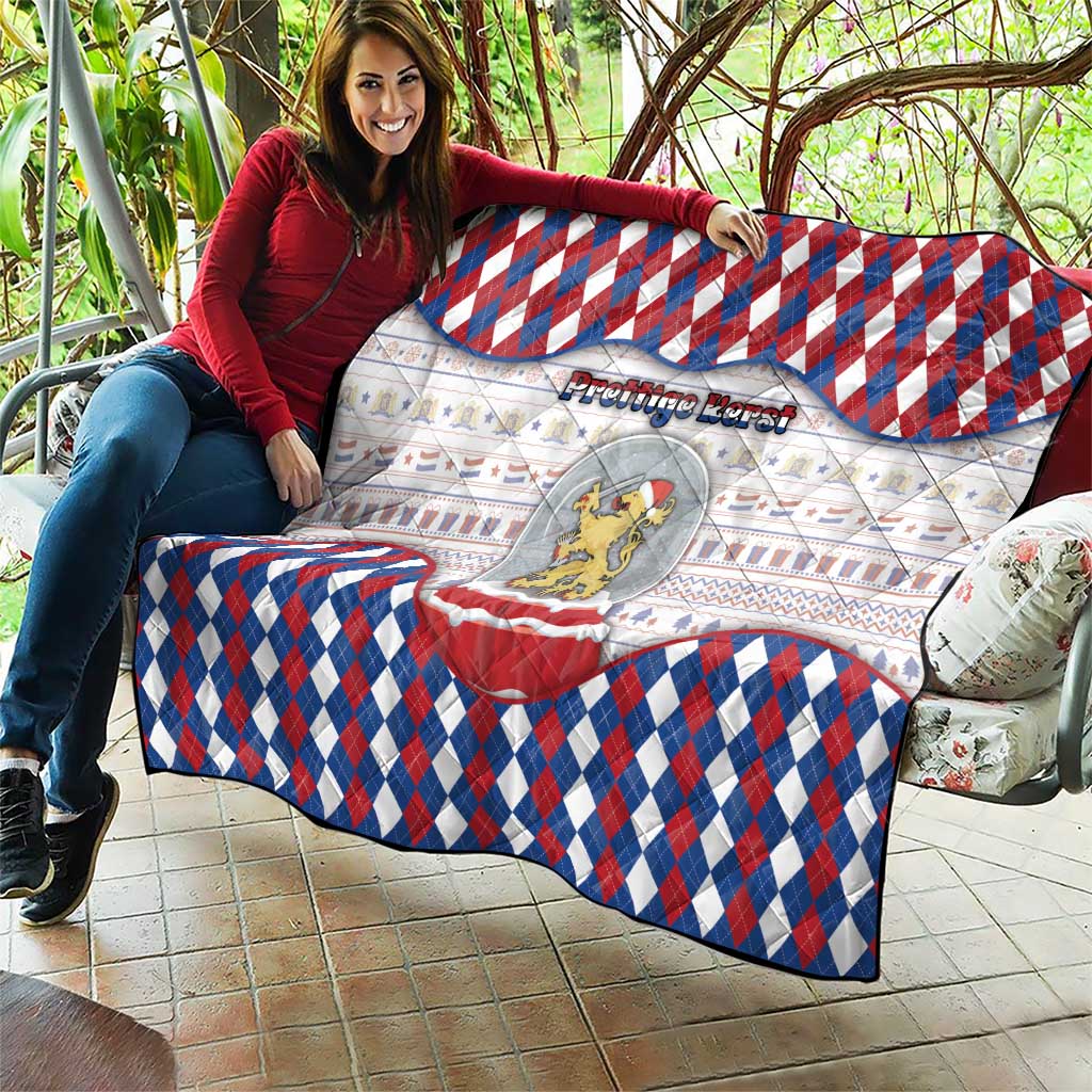 Netherlands Christmas Quilt Lion Symbol In Snow Globe - Wonder Print Shop