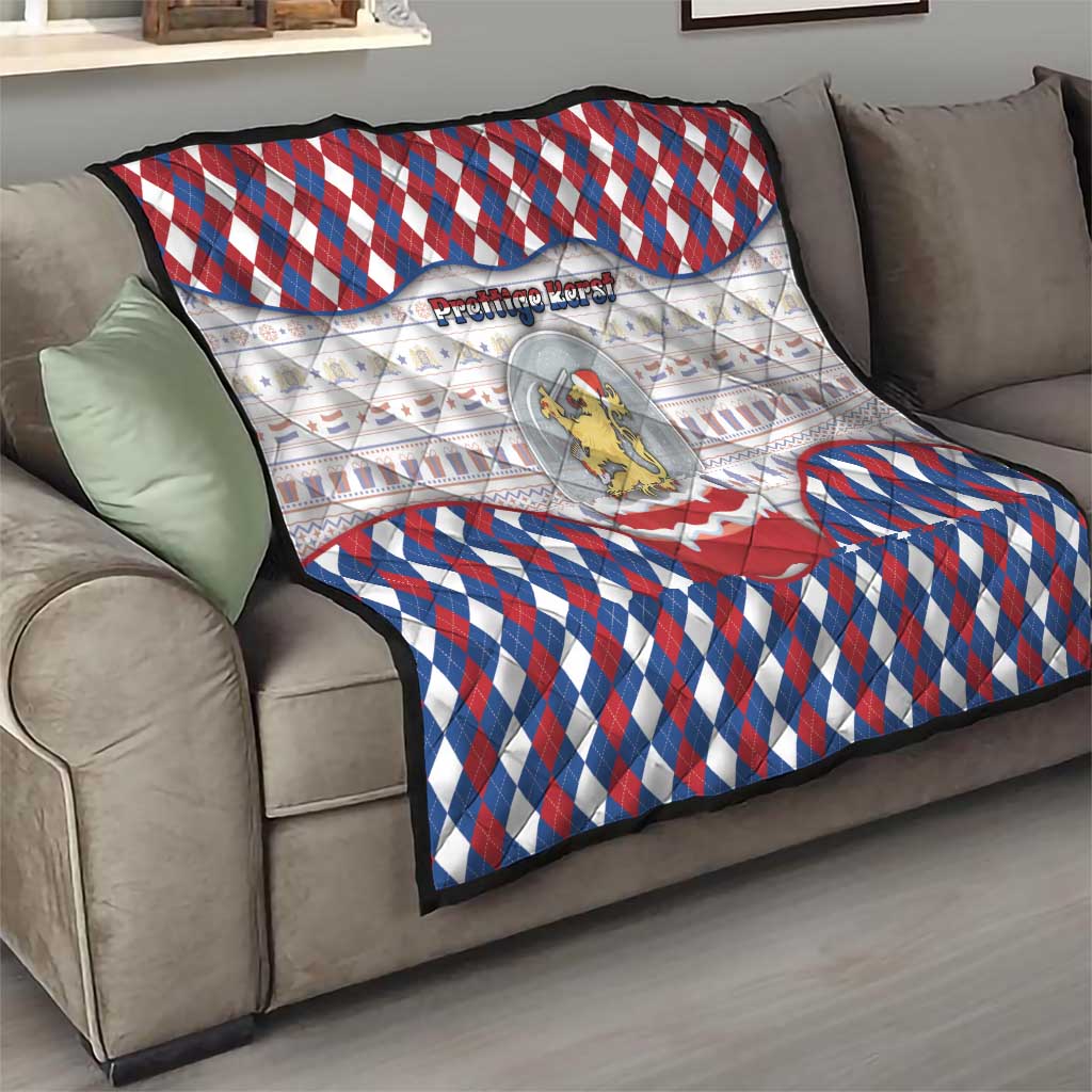 Netherlands Christmas Quilt Lion Symbol In Snow Globe - Wonder Print Shop