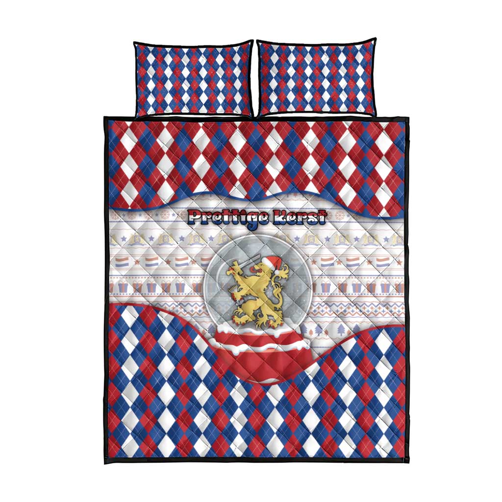 Netherlands Christmas Quilt Bed Set Lion Symbol In Snow Globe - Wonder Print Shop