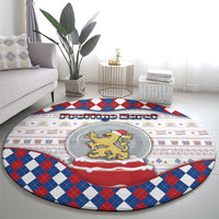 Netherlands Christmas Round Carpet Lion Symbol In Snow Globe - Wonder Print Shop