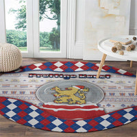 Netherlands Christmas Round Carpet Lion Symbol In Snow Globe - Wonder Print Shop