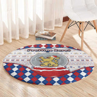 Netherlands Christmas Round Carpet Lion Symbol In Snow Globe - Wonder Print Shop