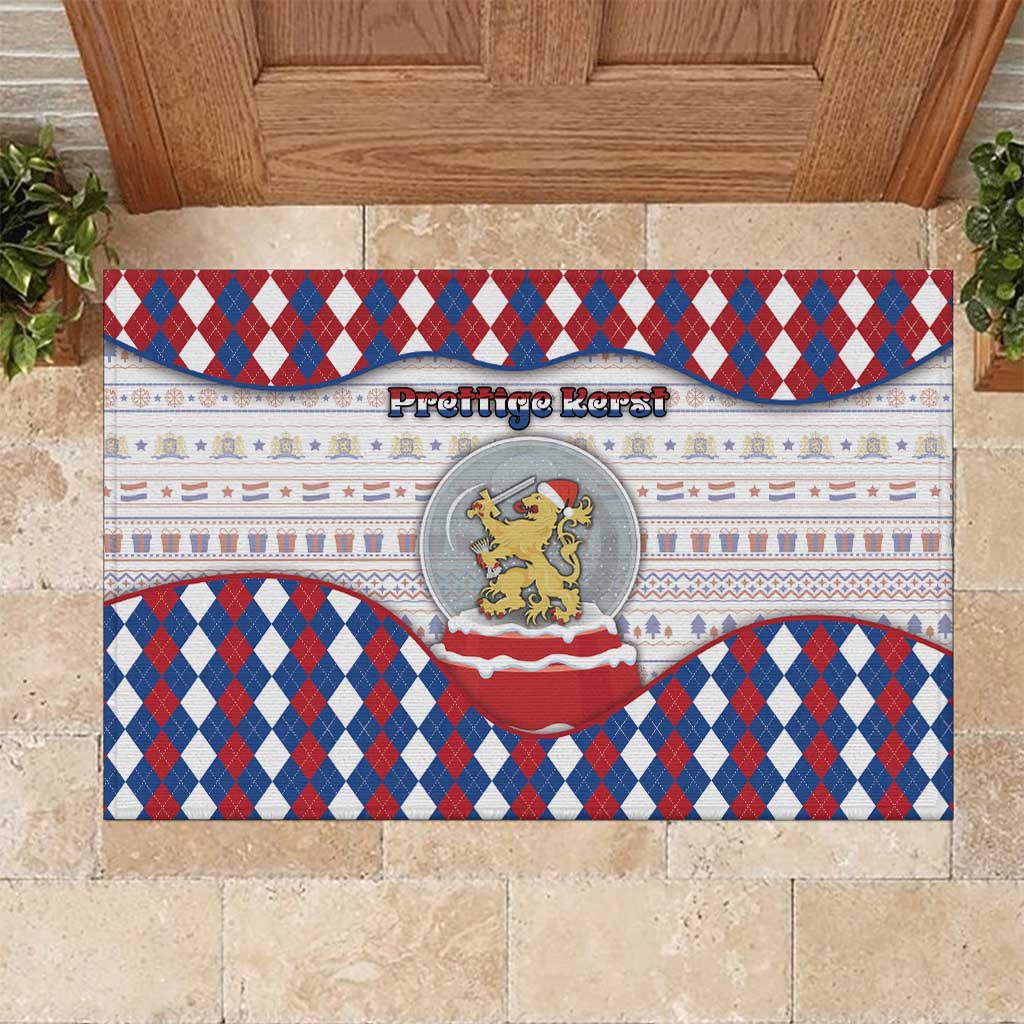 Netherlands Christmas Rubber Doormat Lion Symbol In Snow Globe - Wonder Print Shop