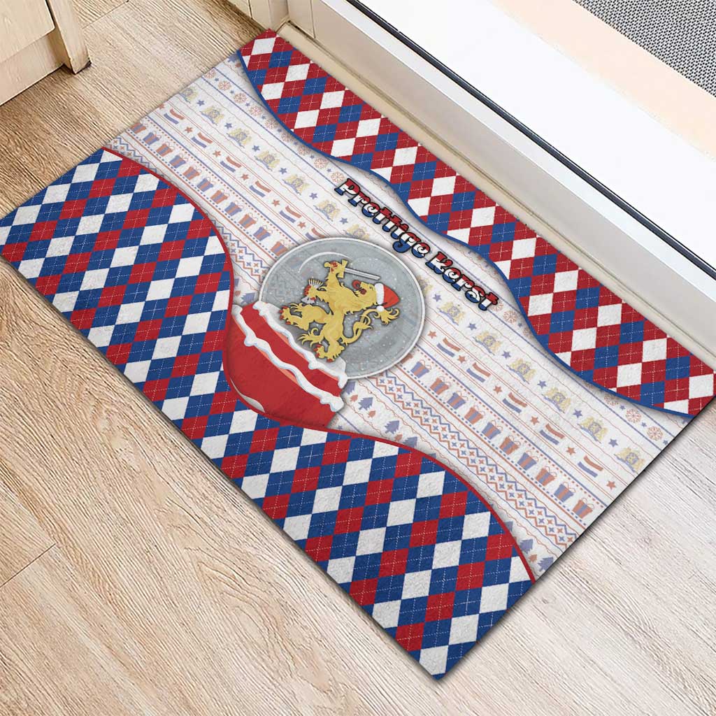 Netherlands Christmas Rubber Doormat Lion Symbol In Snow Globe - Wonder Print Shop