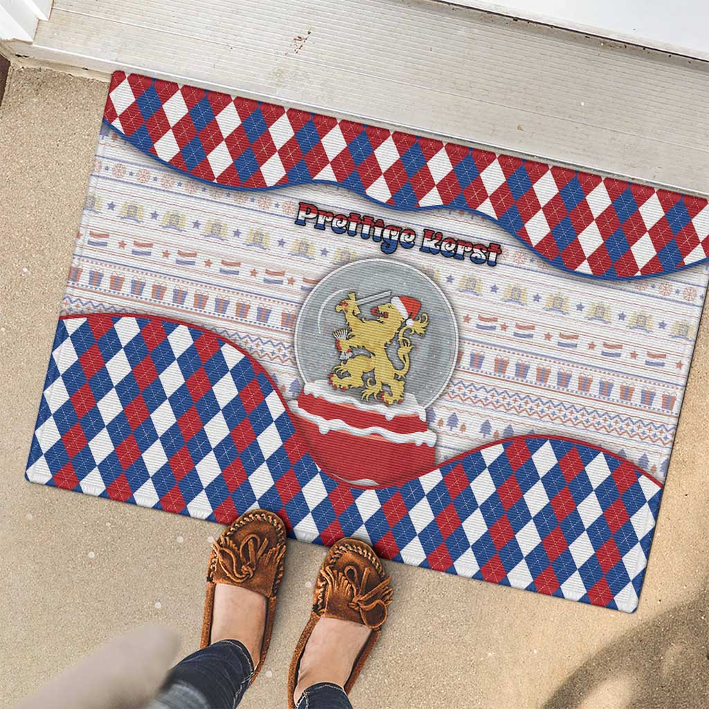 Netherlands Christmas Rubber Doormat Lion Symbol In Snow Globe - Wonder Print Shop