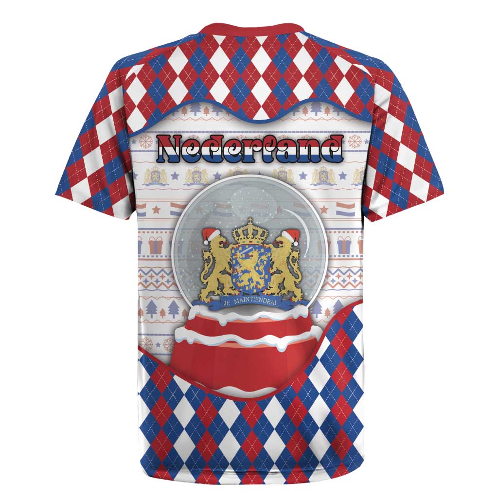 Netherlands Christmas Rugby Jersey Lion Symbol In Snow Globe - Wonder Print Shop