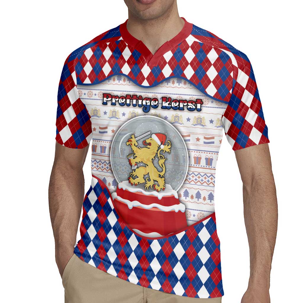 Netherlands Christmas Rugby Jersey Lion Symbol In Snow Globe - Wonder Print Shop
