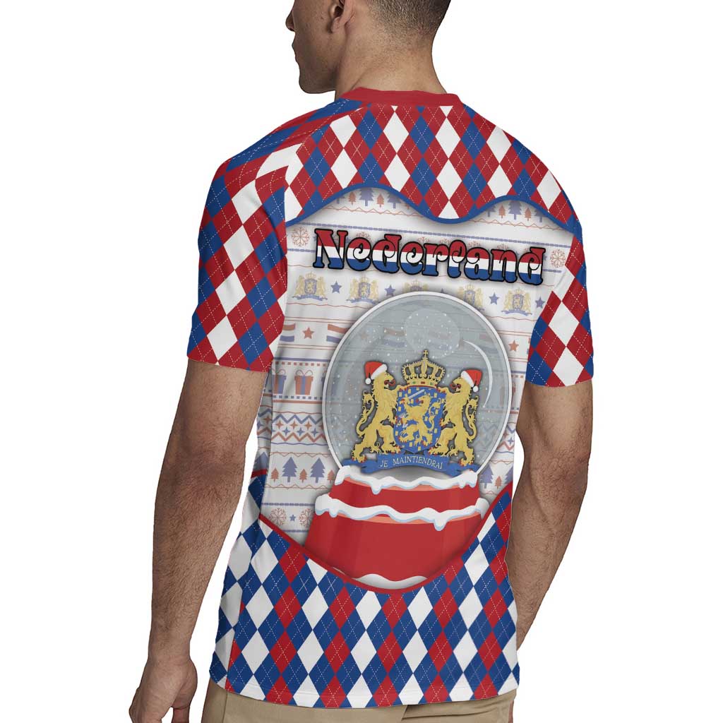 Netherlands Christmas Rugby Jersey Lion Symbol In Snow Globe - Wonder Print Shop