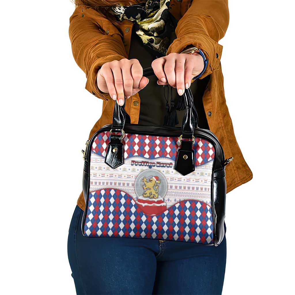 Netherlands Christmas Shoulder Handbag Lion Symbol In Snow Globe - Wonder Print Shop