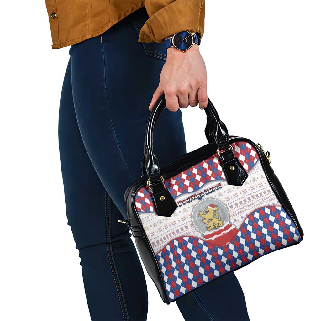 Netherlands Christmas Shoulder Handbag Lion Symbol In Snow Globe - Wonder Print Shop