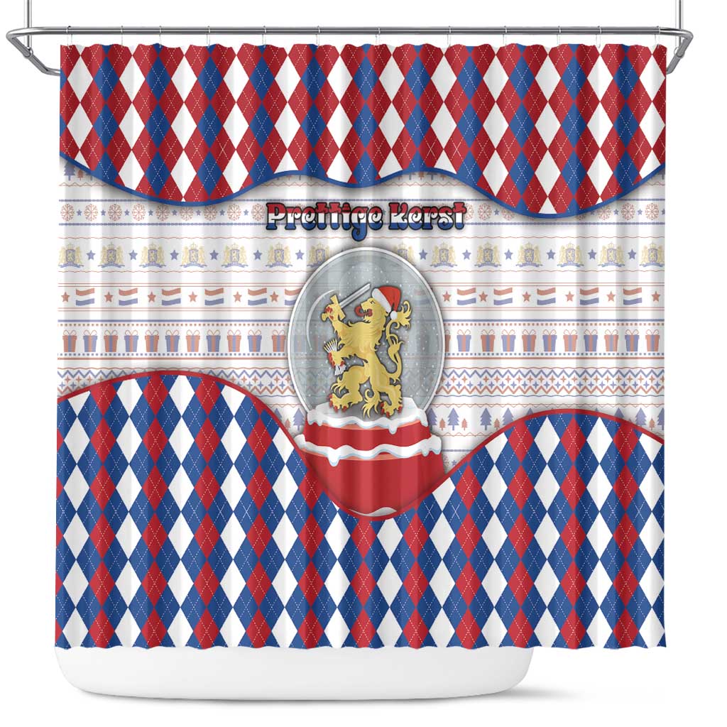 Netherlands Christmas Shower Curtain Lion Symbol In Snow Globe - Wonder Print Shop