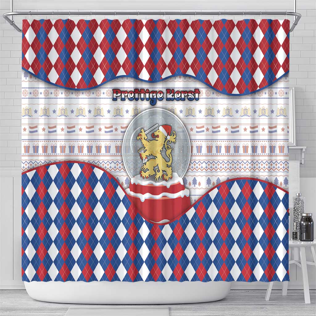Netherlands Christmas Shower Curtain Lion Symbol In Snow Globe - Wonder Print Shop