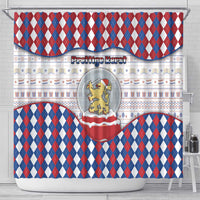 Netherlands Christmas Shower Curtain Lion Symbol In Snow Globe - Wonder Print Shop