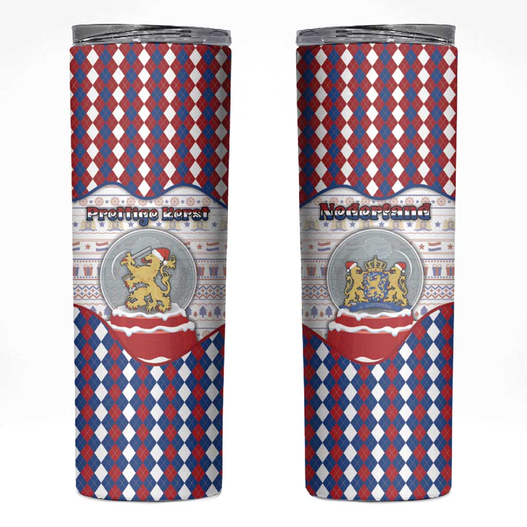 Netherlands Christmas Skinny Tumbler Lion Symbol In Snow Globe - Wonder Print Shop