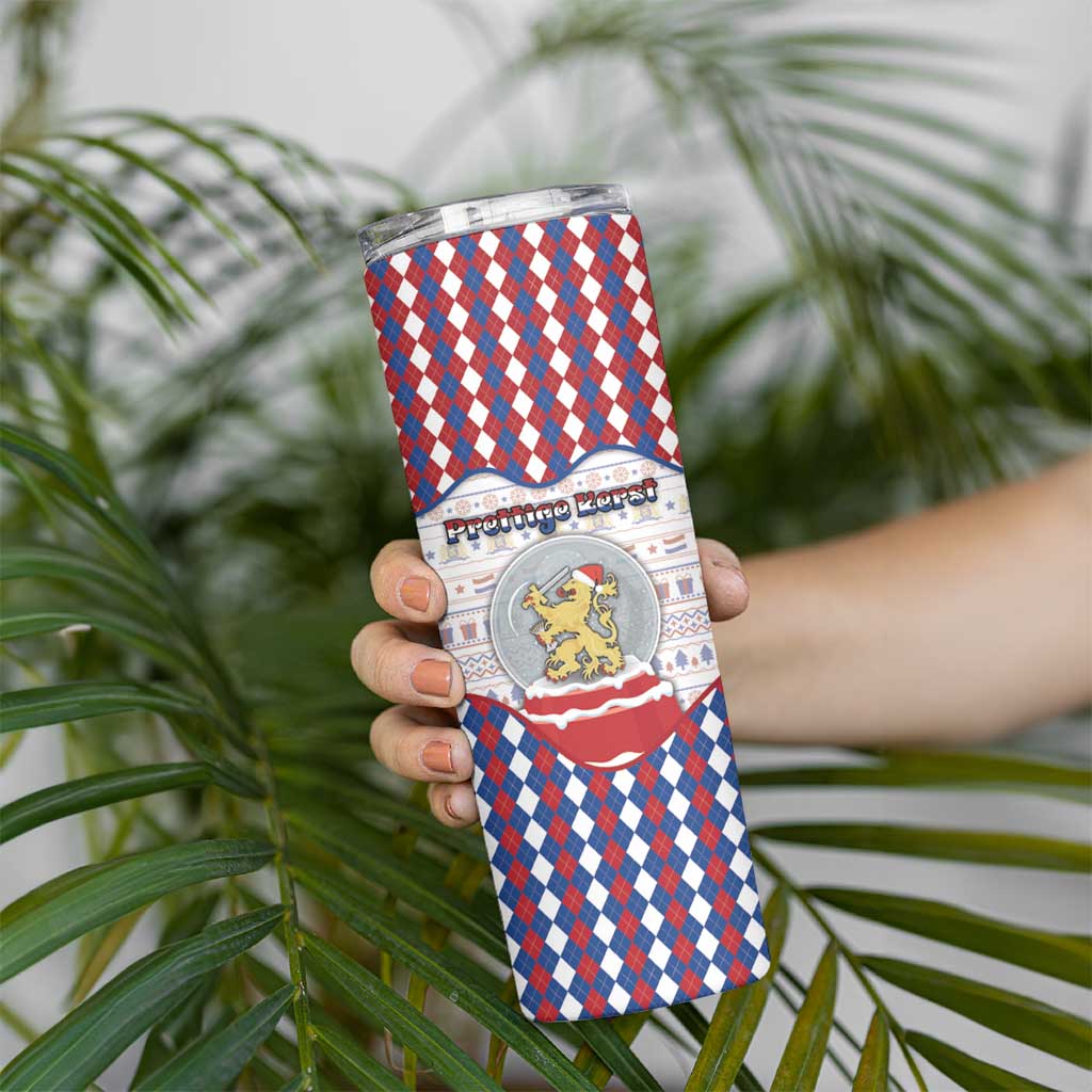 Netherlands Christmas Skinny Tumbler Lion Symbol In Snow Globe - Wonder Print Shop