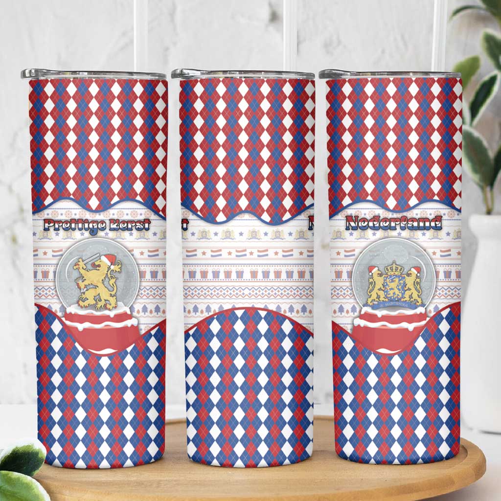 Netherlands Christmas Skinny Tumbler Lion Symbol In Snow Globe - Wonder Print Shop