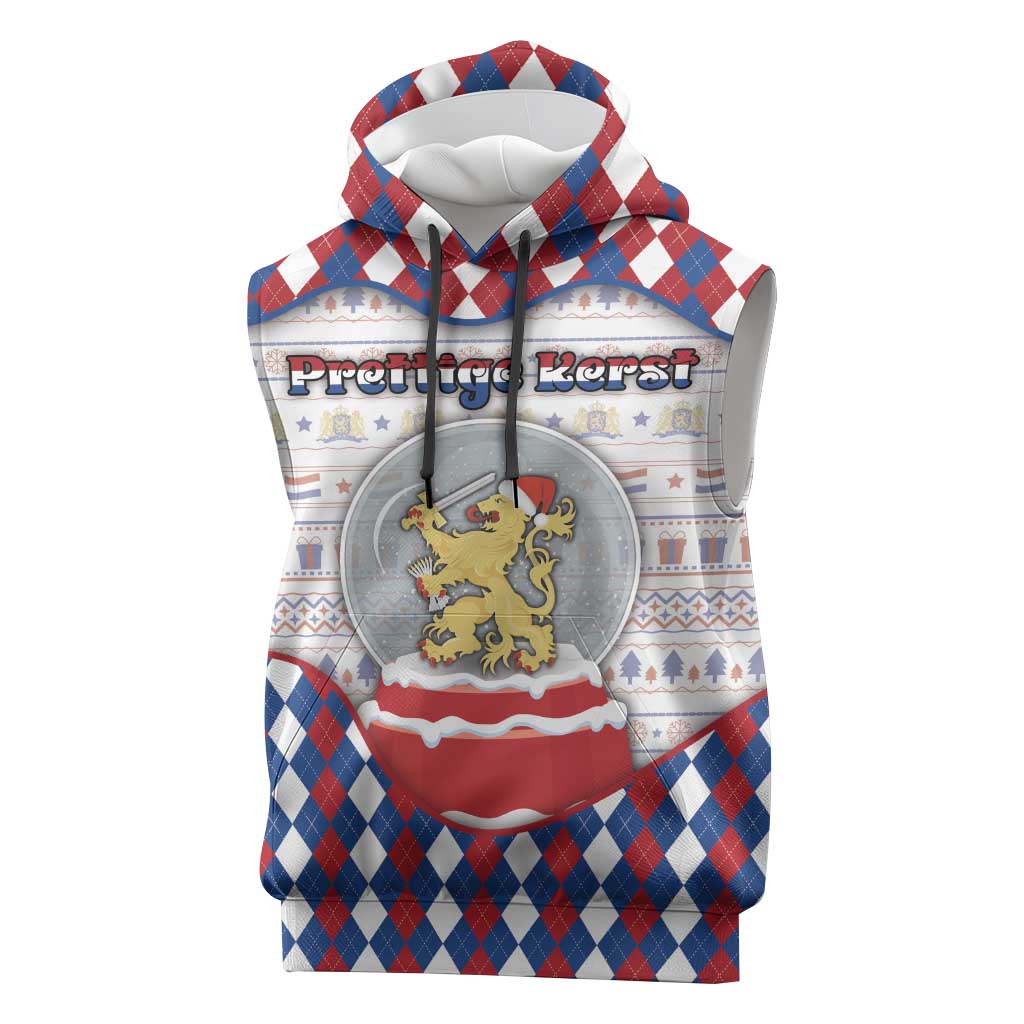 Netherlands Christmas Sleeveless Hoodie Lion Symbol In Snow Globe - Wonder Print Shop