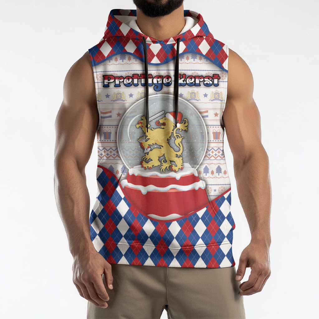 Netherlands Christmas Sleeveless Hoodie Lion Symbol In Snow Globe - Wonder Print Shop