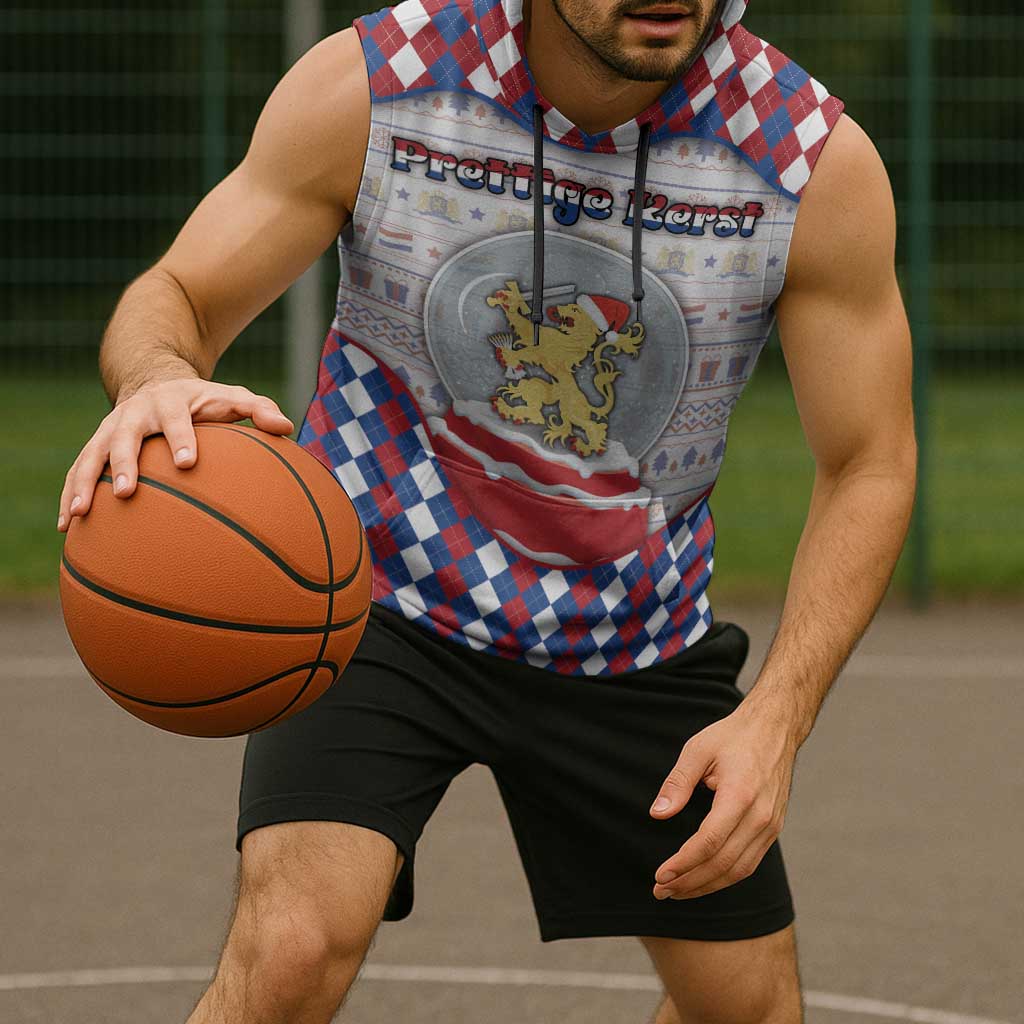 Netherlands Christmas Sleeveless Hoodie Lion Symbol In Snow Globe - Wonder Print Shop