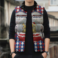 Netherlands Christmas Sleeveless Puffer Jacket Lion Symbol In Snow Globe - Wonder Print Shop