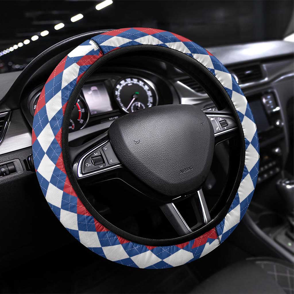 Netherlands Christmas Steering Wheel Cover Lion Symbol In Snow Globe - Wonder Print Shop