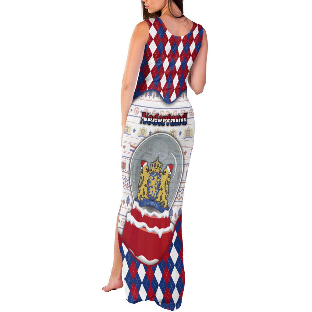 Netherlands Christmas Tank Maxi Dress Lion Symbol In Snow Globe - Wonder Print Shop