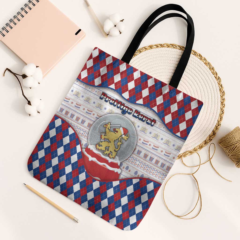 Netherlands Christmas Tote Bag Lion Symbol In Snow Globe - Wonder Print Shop