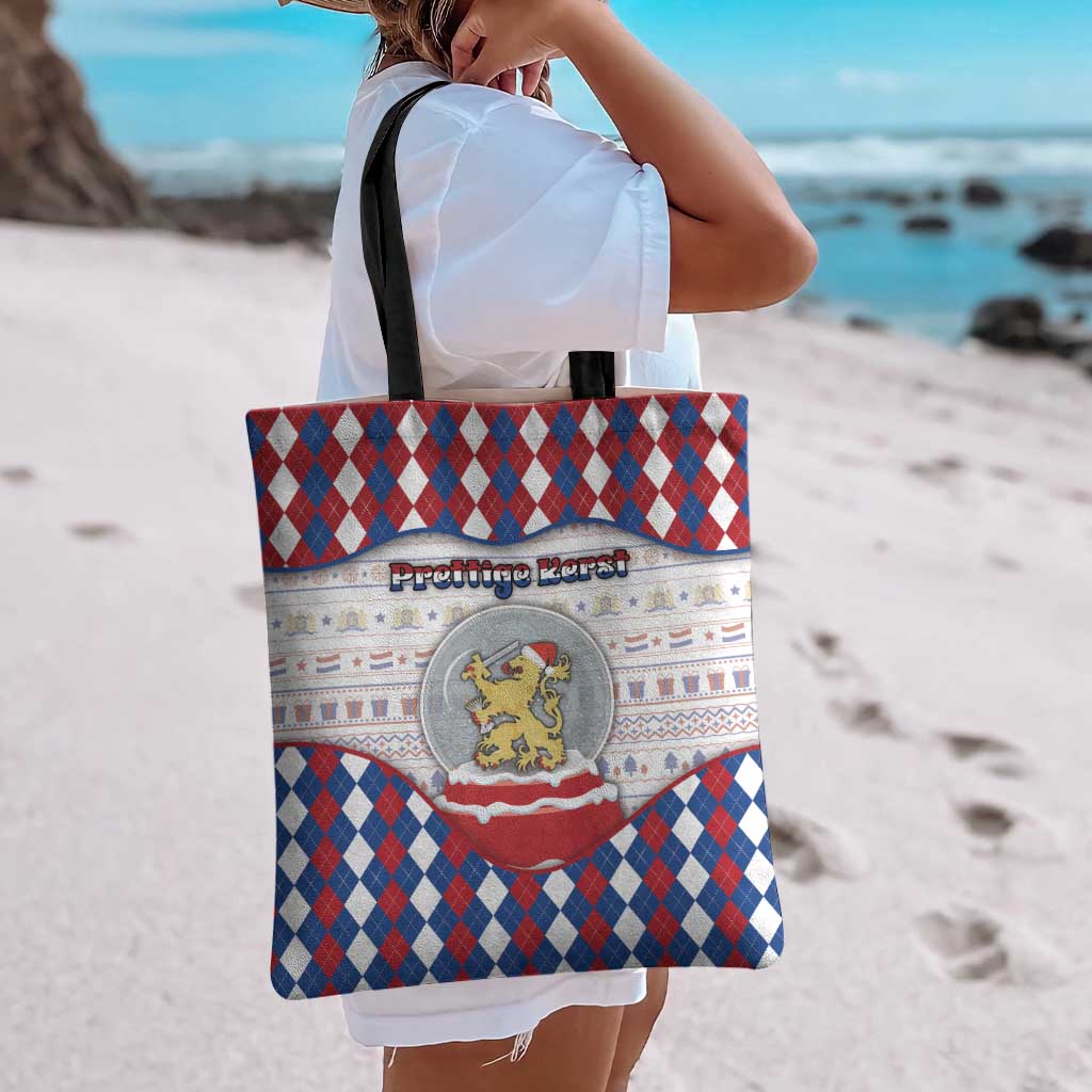 Netherlands Christmas Tote Bag Lion Symbol In Snow Globe - Wonder Print Shop