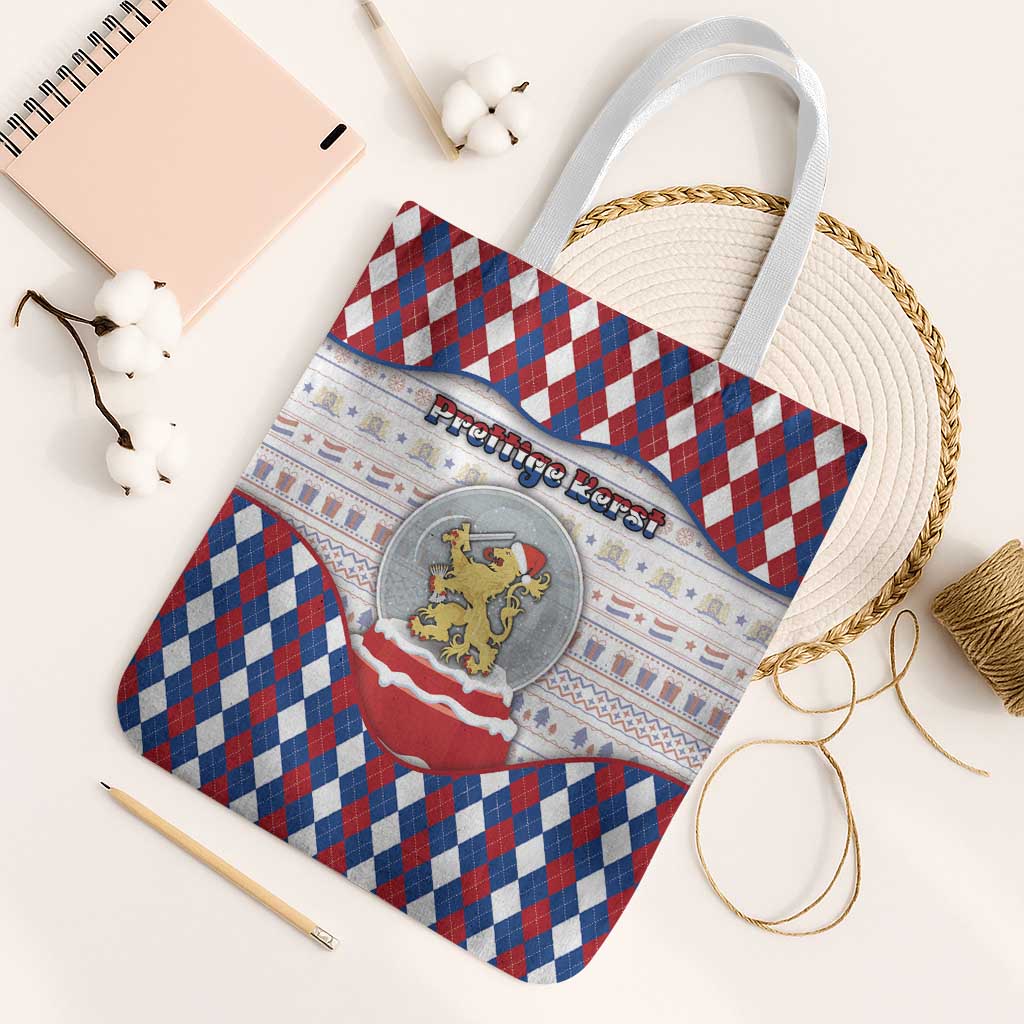 Netherlands Christmas Tote Bag Lion Symbol In Snow Globe - Wonder Print Shop