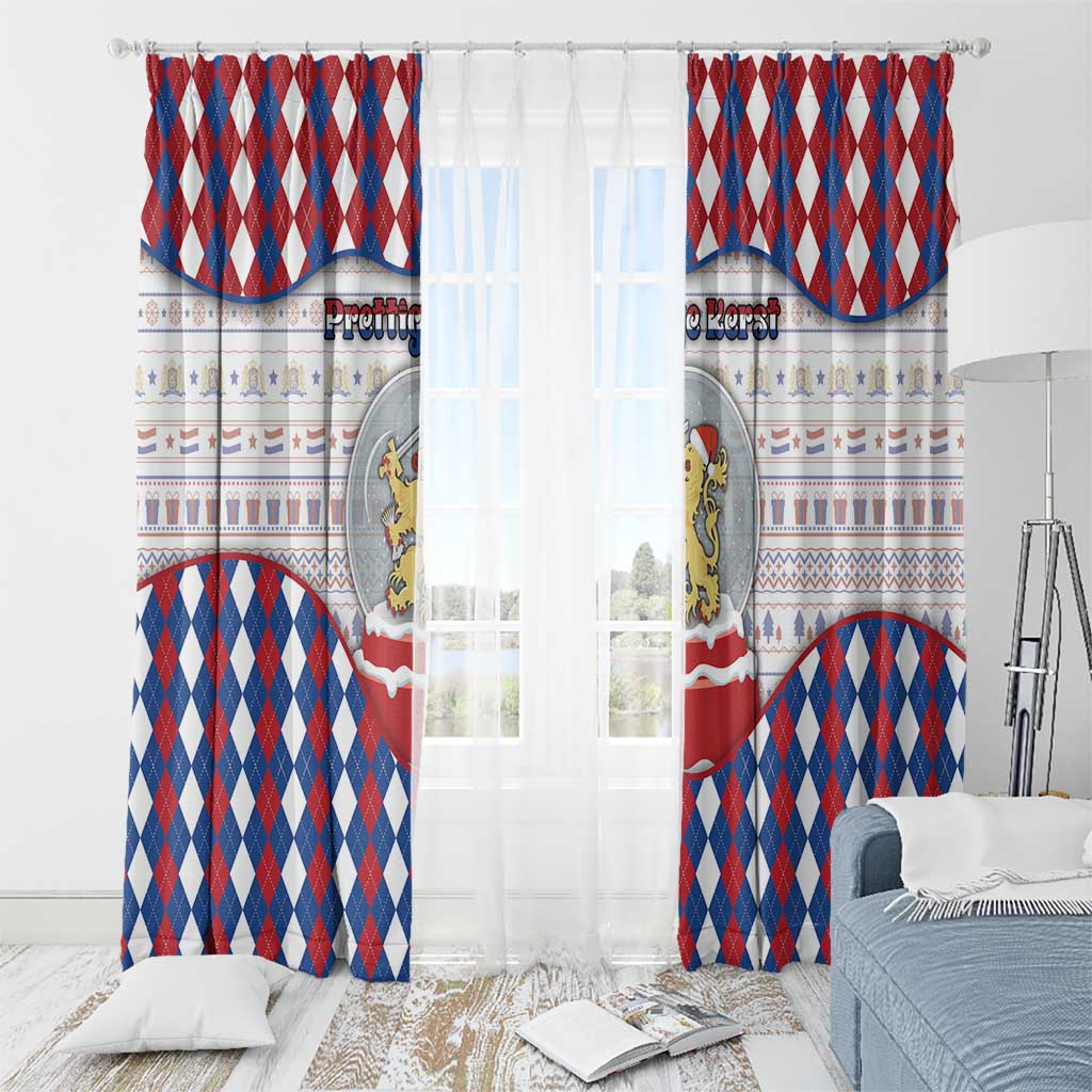 Netherlands Christmas Window Curtain Lion Symbol In Snow Globe - Wonder Print Shop