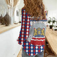 Netherlands Christmas Women Casual Shirt Lion Symbol In Snow Globe - Wonder Print Shop