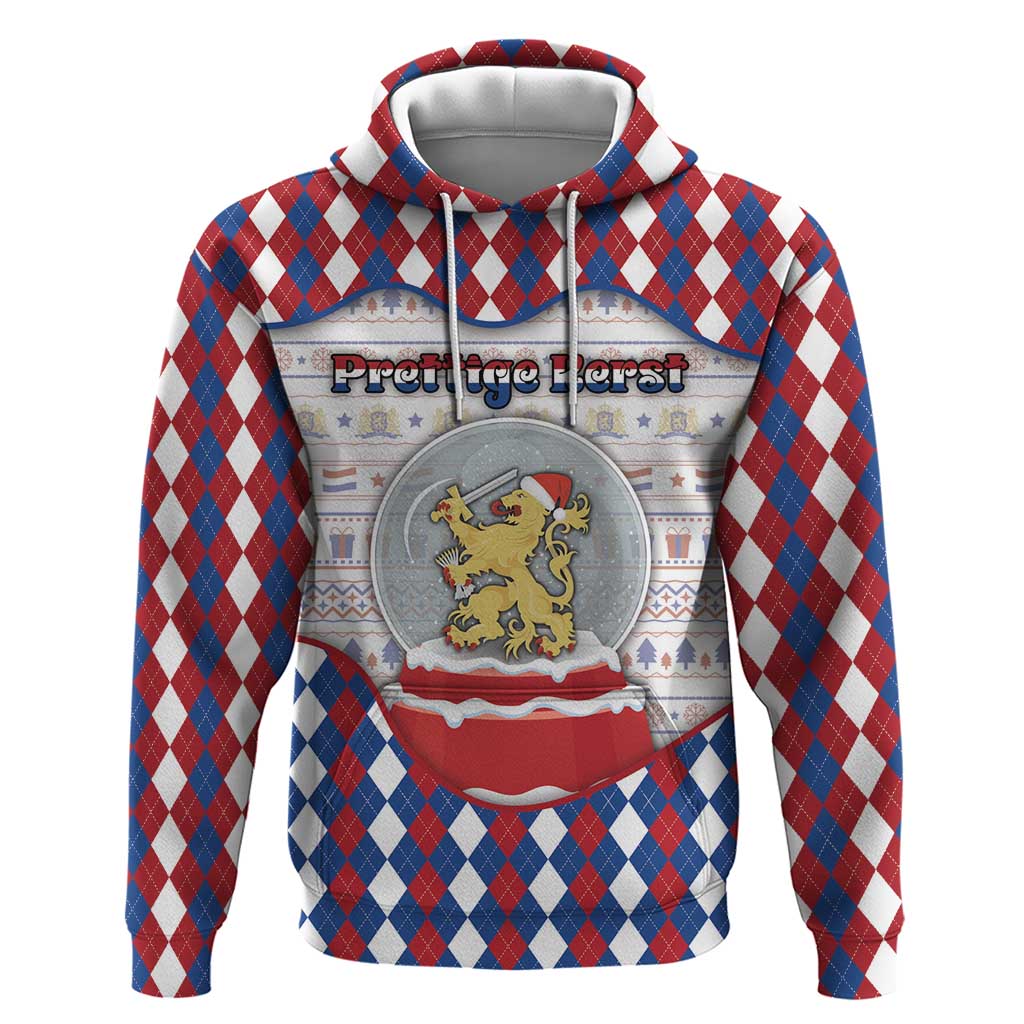Netherlands Christmas Zip Hoodie Lion Symbol In Snow Globe - Wonder Print Shop