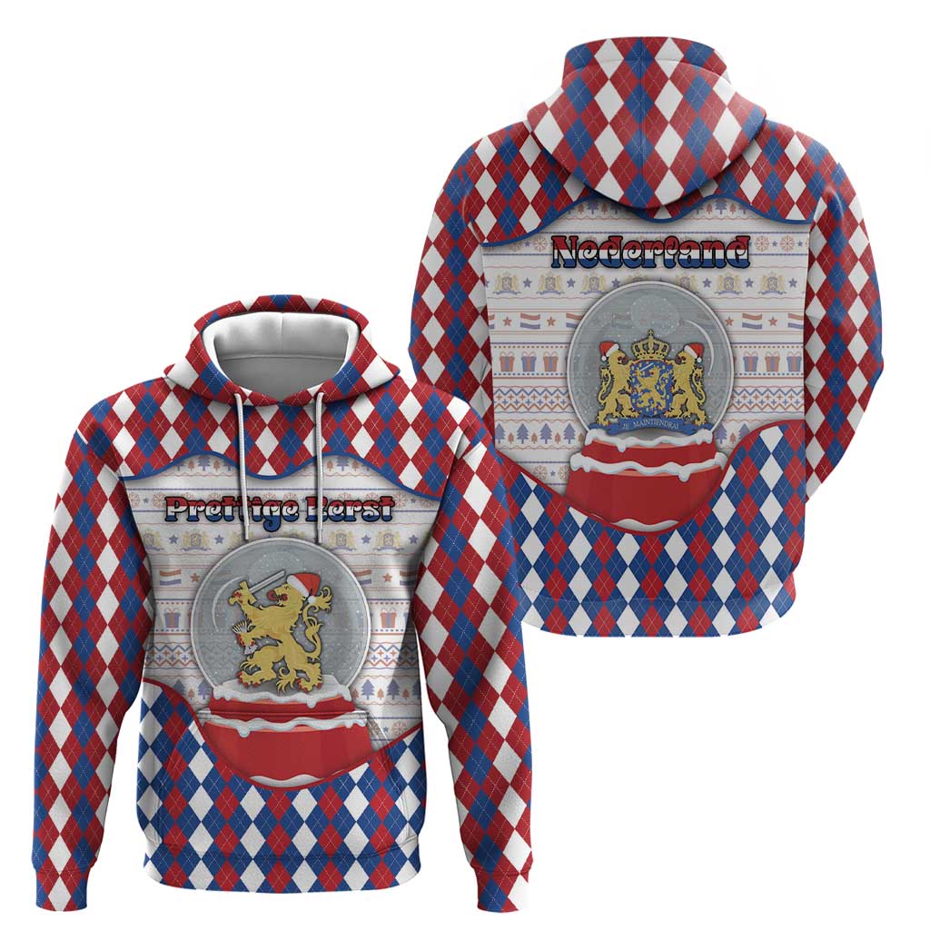 Netherlands Christmas Zip Hoodie Lion Symbol In Snow Globe - Wonder Print Shop