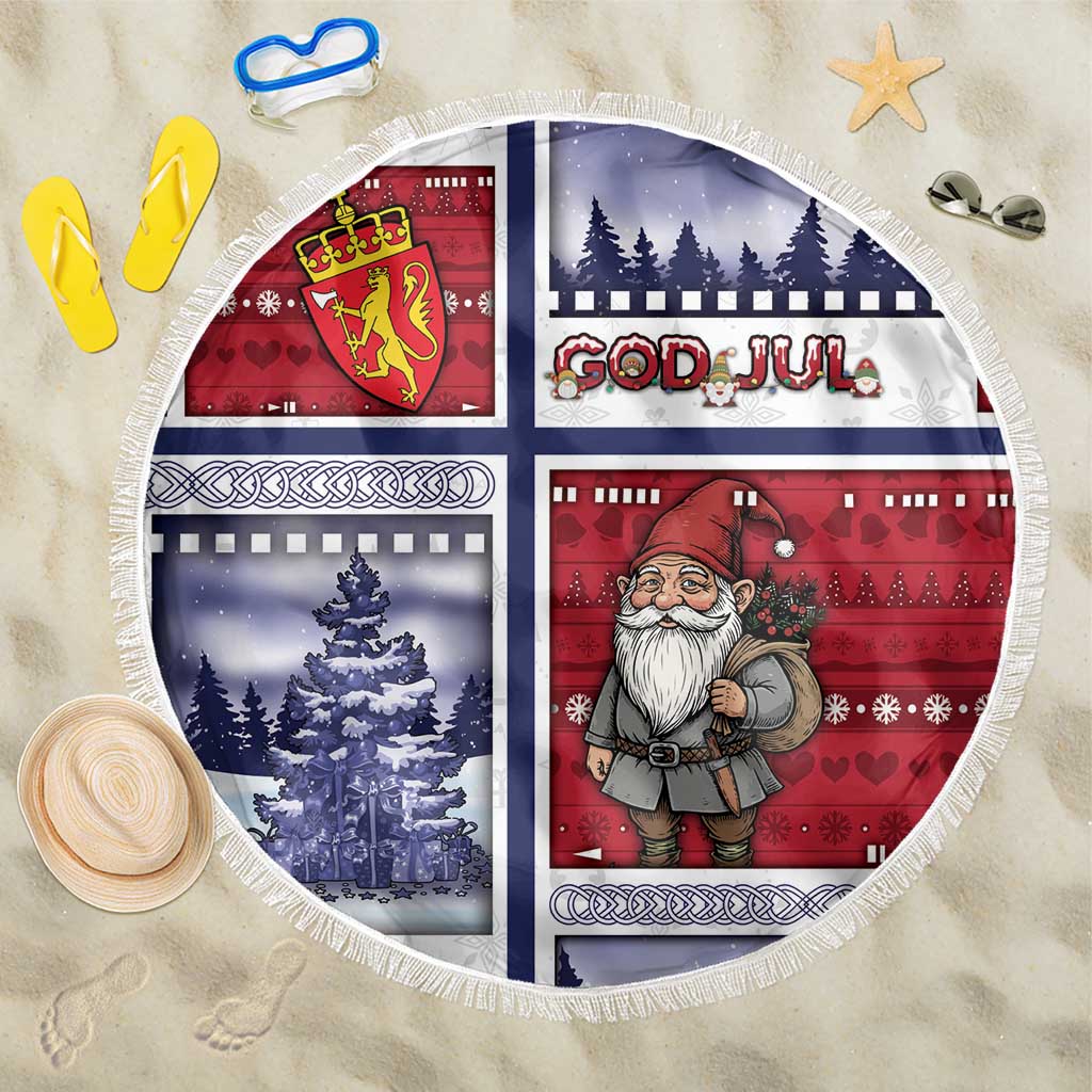 Norway Christmas Beach Blanket Julenisse God Jul - Wonder Print Shop