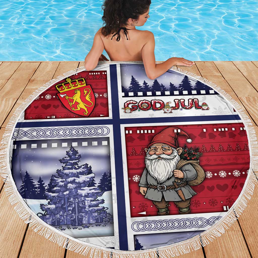 Norway Christmas Beach Blanket Julenisse God Jul - Wonder Print Shop