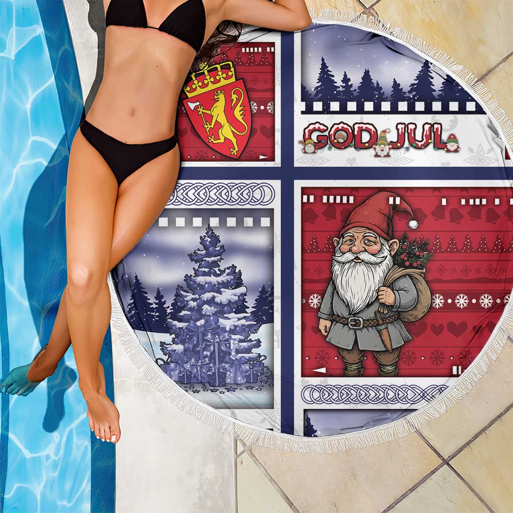 Norway Christmas Beach Blanket Julenisse God Jul - Wonder Print Shop