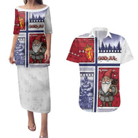 Norway Christmas Couples Matching Puletasi and Hawaiian Shirt Julenisse God Jul - Wonder Print Shop