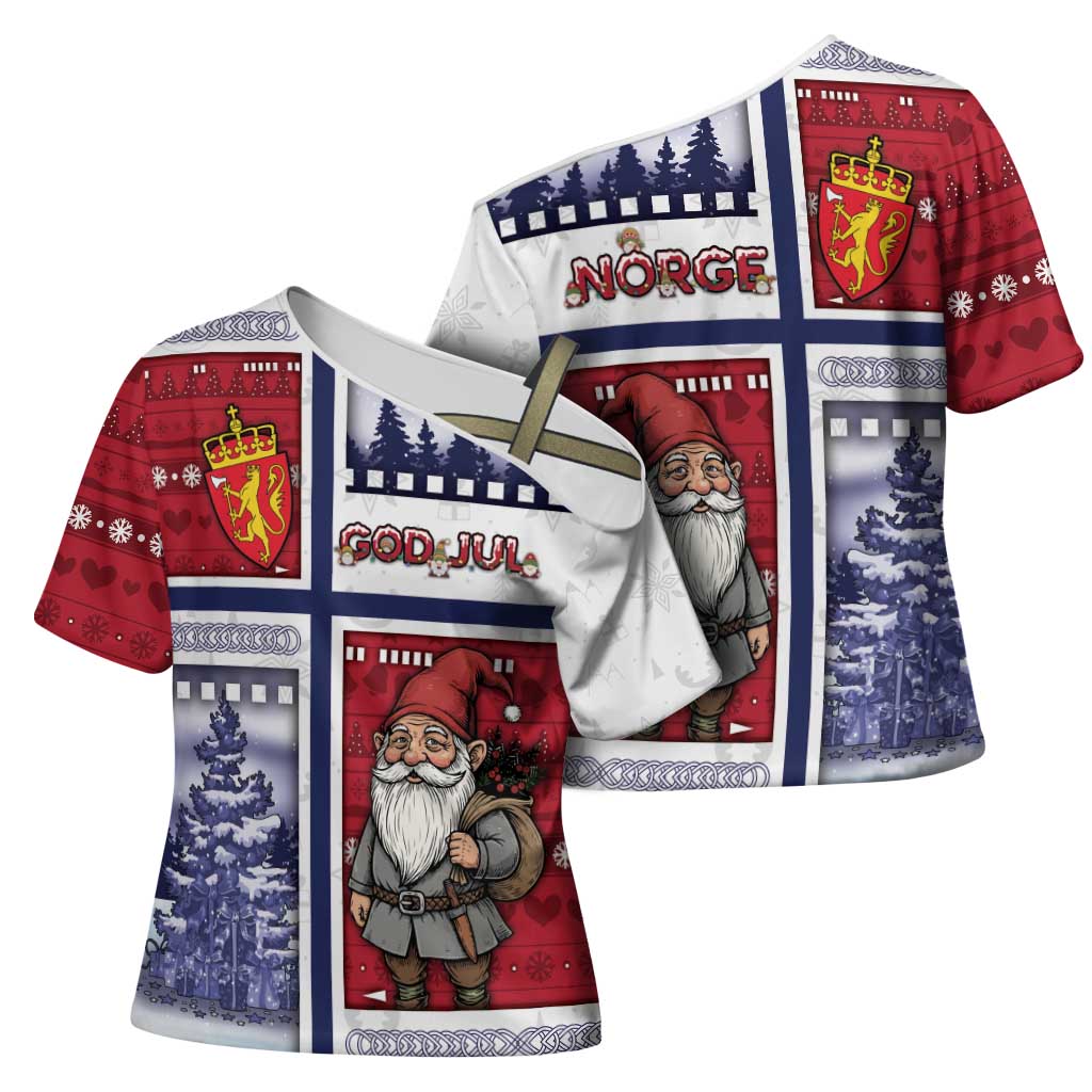 Norway Christmas Cross Shoulder Shirt Julenisse God Jul - Wonder Print Shop