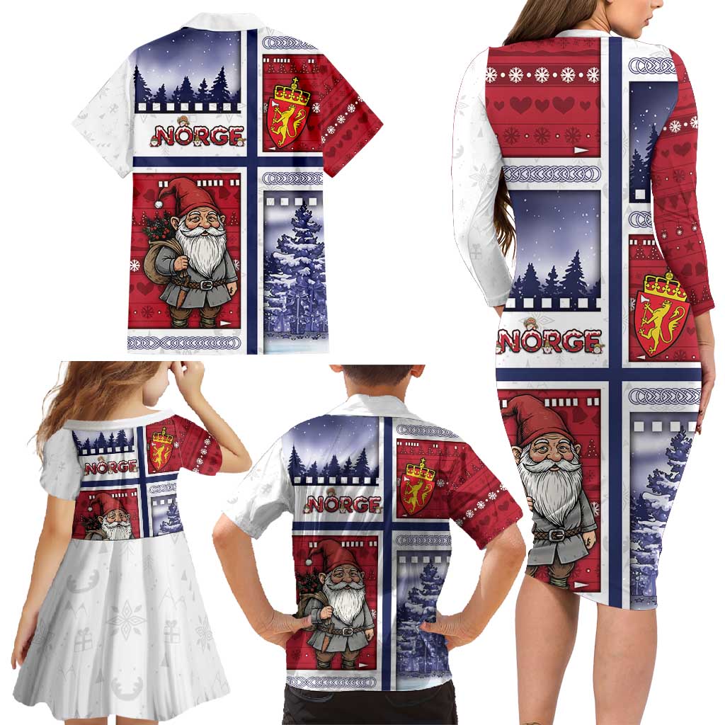 Norway Christmas Family Matching Long Sleeve Bodycon Dress and Hawaiian Shirt Julenisse God Jul - Wonder Print Shop