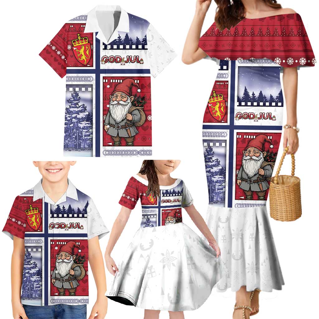 Norway Christmas Family Matching Mermaid Dress and Hawaiian Shirt Julenisse God Jul - Wonder Print Shop