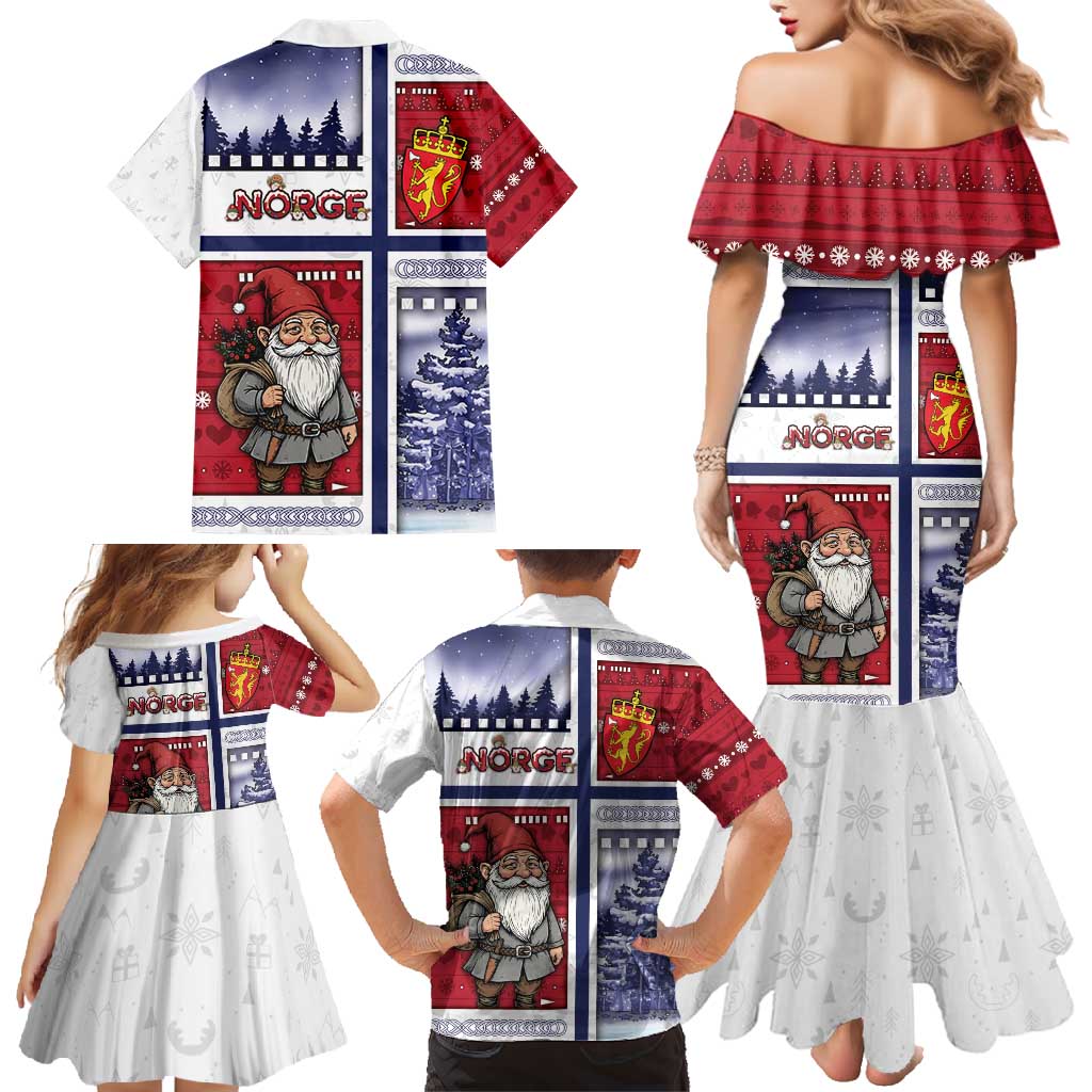 Norway Christmas Family Matching Mermaid Dress and Hawaiian Shirt Julenisse God Jul - Wonder Print Shop