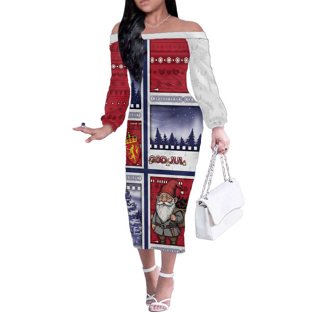 Norway Christmas Family Matching Off The Shoulder Long Sleeve Dress and Hawaiian Shirt Julenisse God Jul - Wonder Print Shop