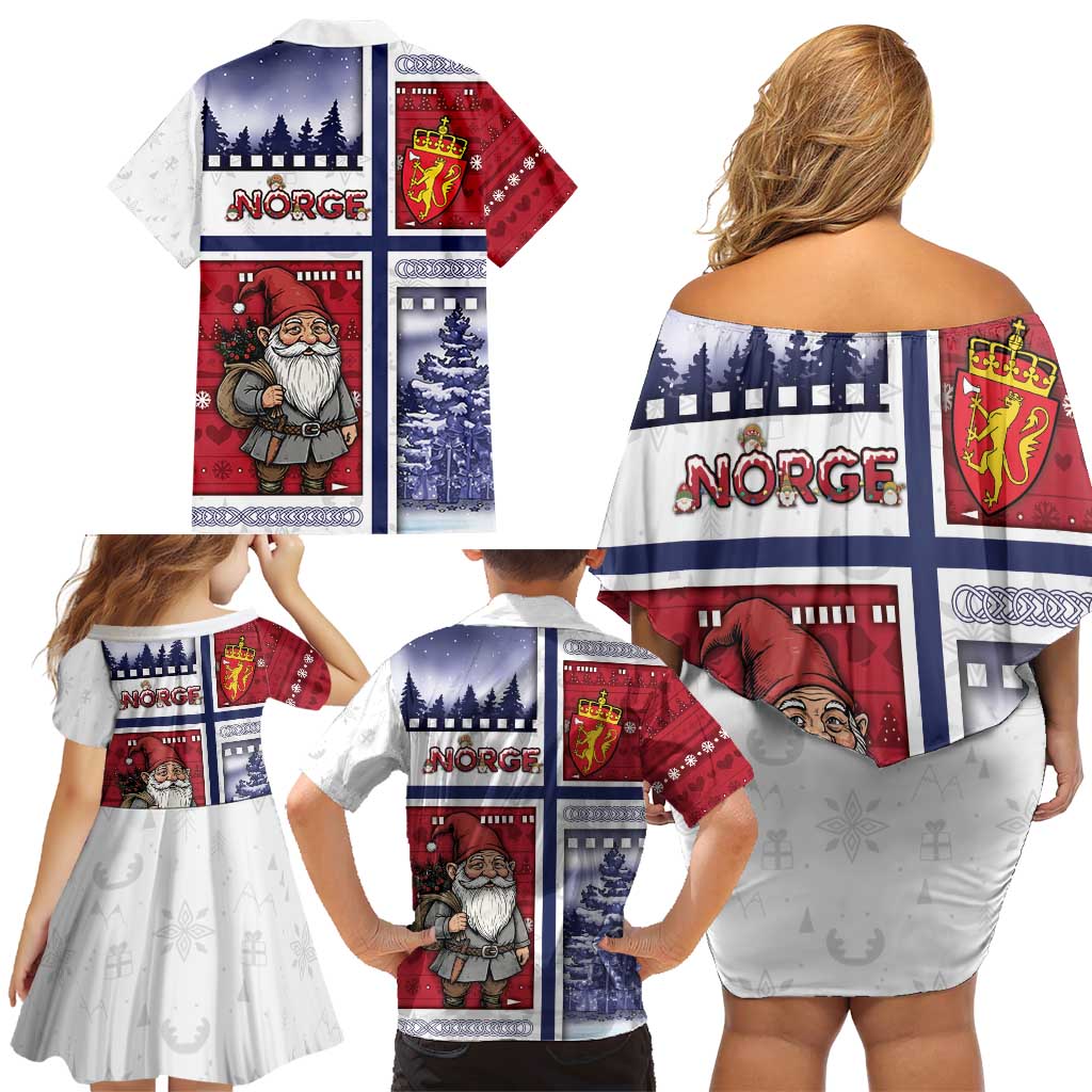 Norway Christmas Family Matching Off Shoulder Short Dress and Hawaiian Shirt Julenisse God Jul - Wonder Print Shop
