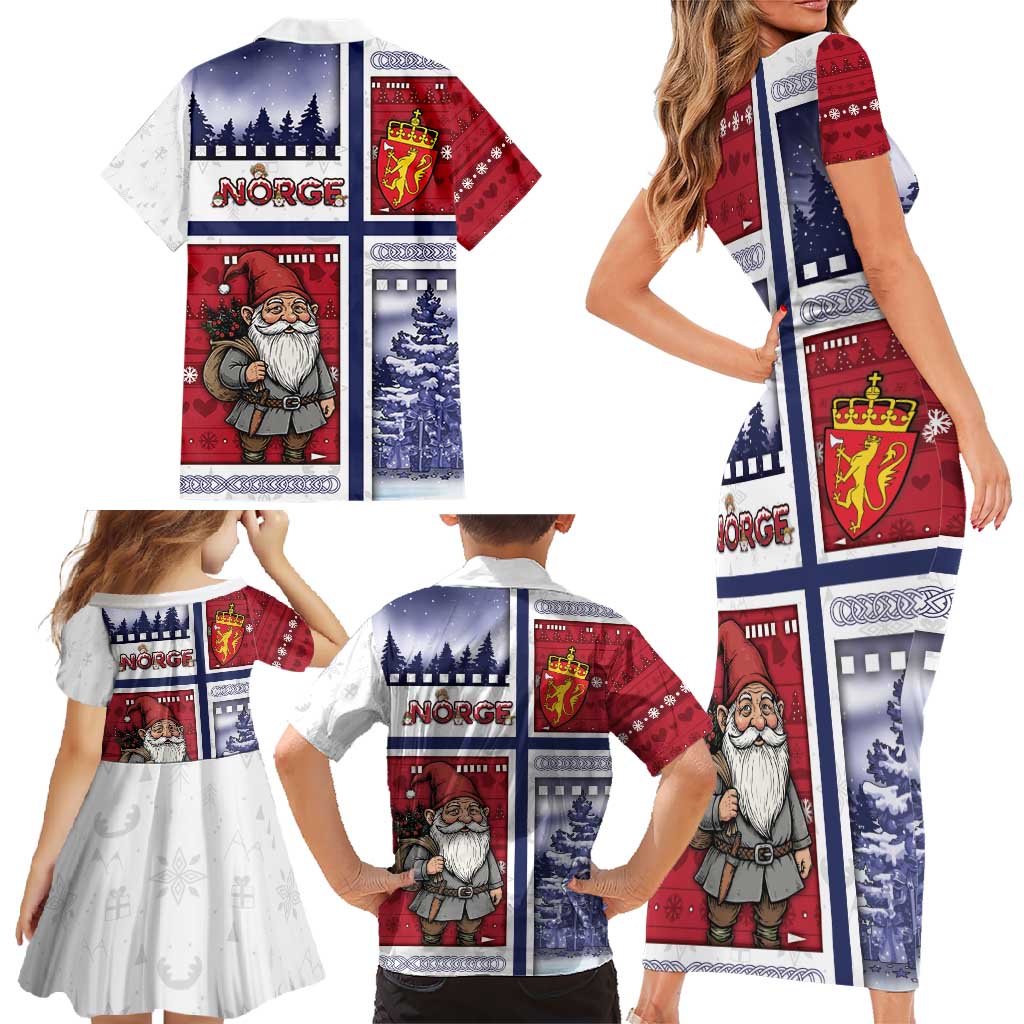 Norway Christmas Family Matching Short Sleeve Bodycon Dress and Hawaiian Shirt Julenisse God Jul - Wonder Print Shop