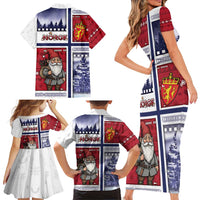 Norway Christmas Family Matching Short Sleeve Bodycon Dress and Hawaiian Shirt Julenisse God Jul - Wonder Print Shop